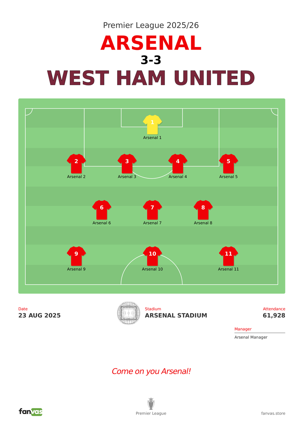 Arsenal vs West Ham United — Match Day